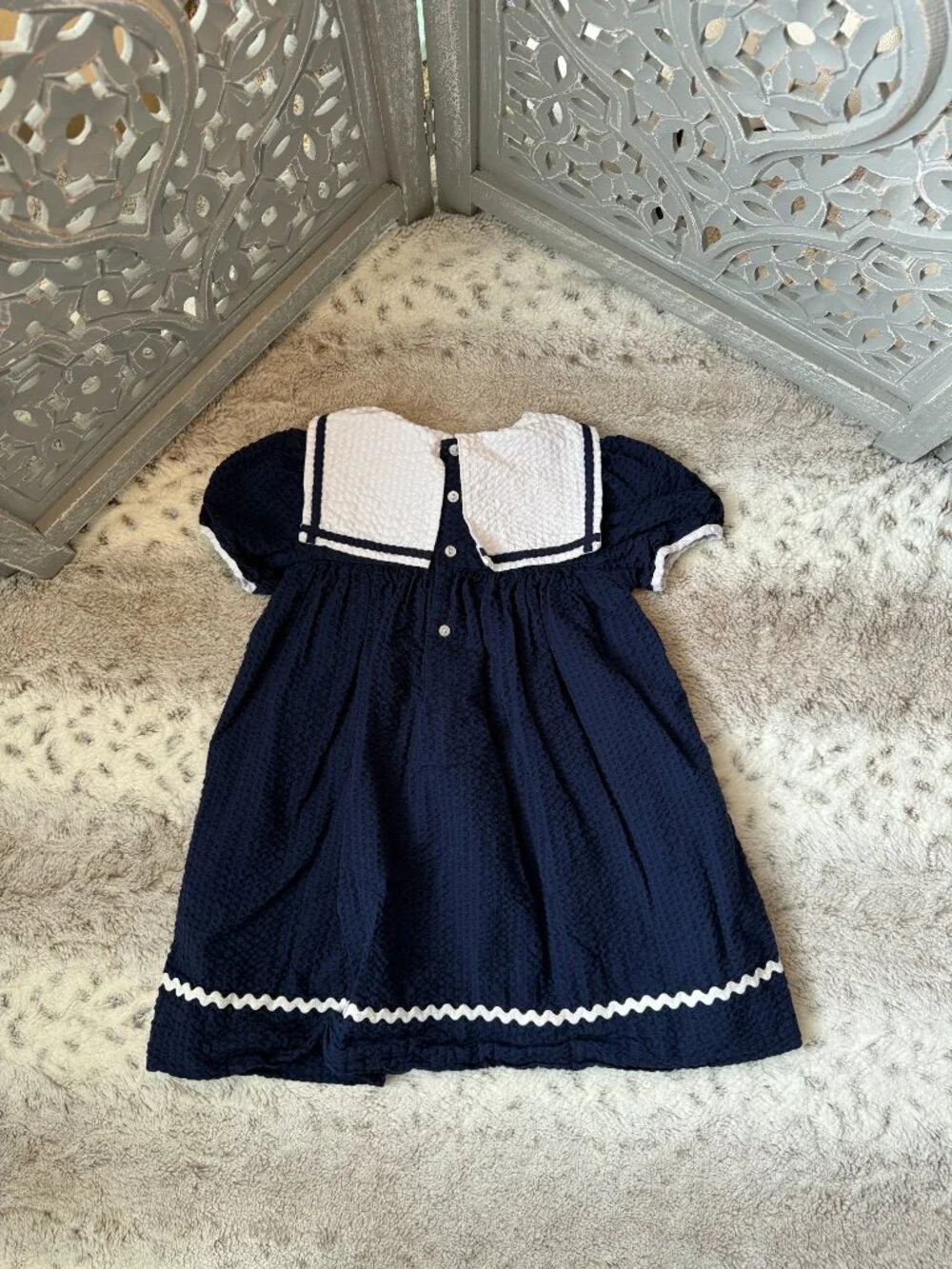 Petit Ami navy sailboat dress baby girls 24 months red white and blue nautical